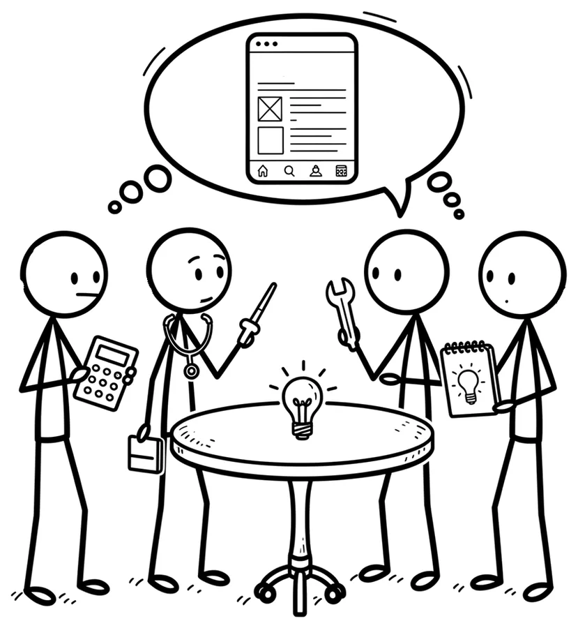 A diverse team working around a table
